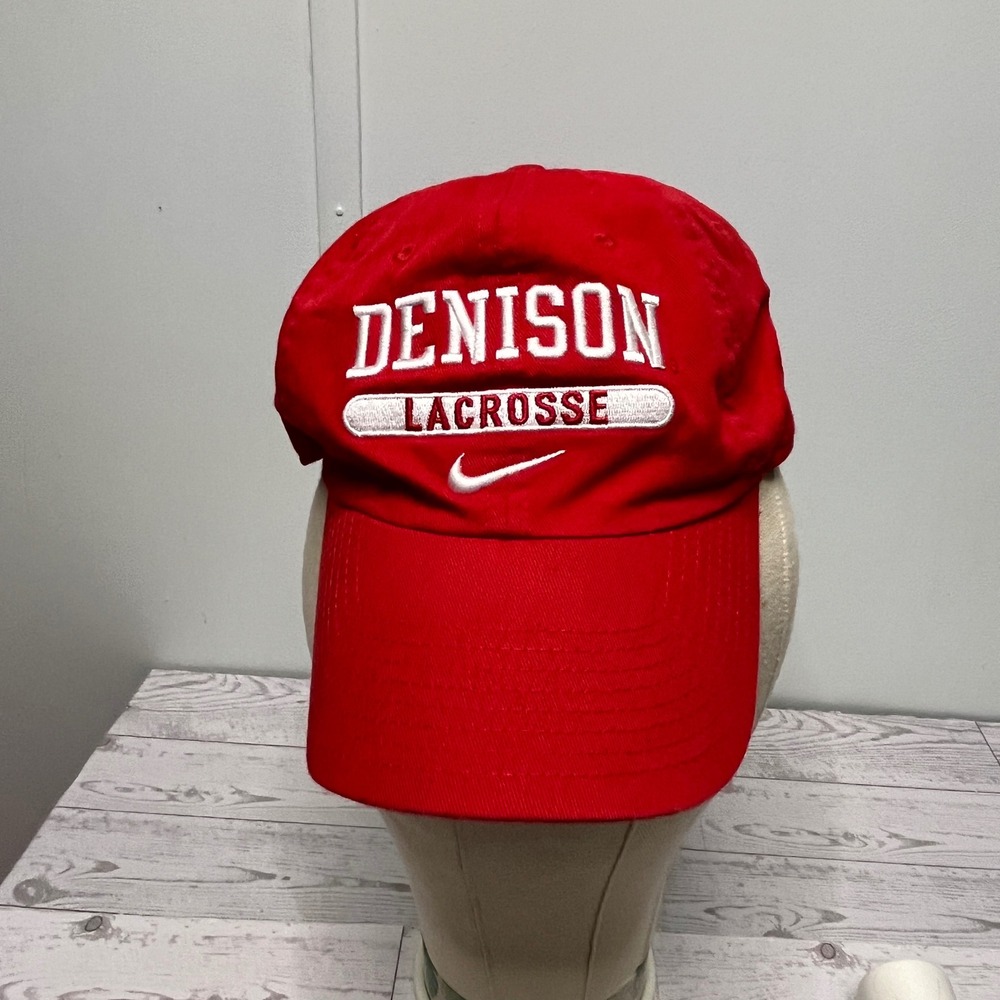 Denison Lacrosse Hat Red Nike Dri-FIT Adjustable Strapback Cap